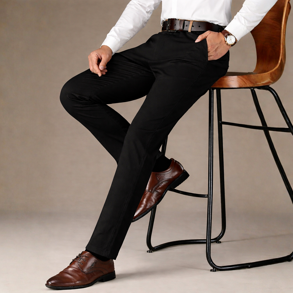 Black Cotton Chinos