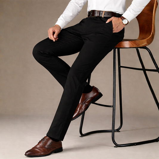 Black Cotton Chinos