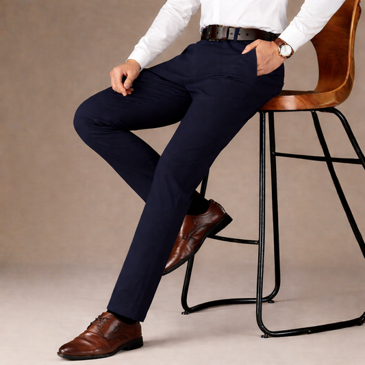 Navy Blue Cotton Chinos