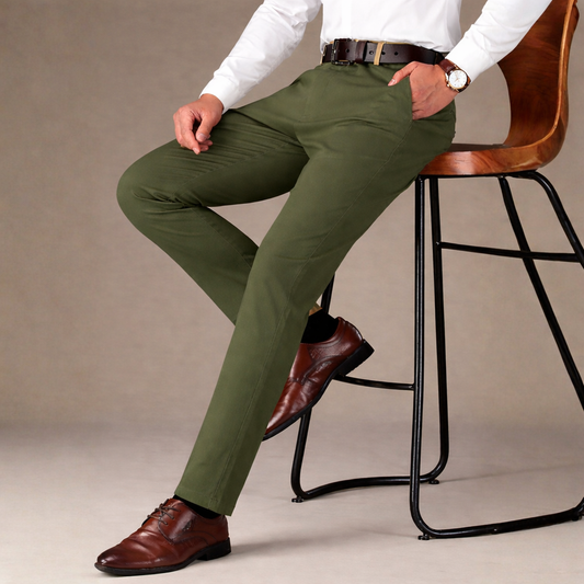Green Cotton Chinos
