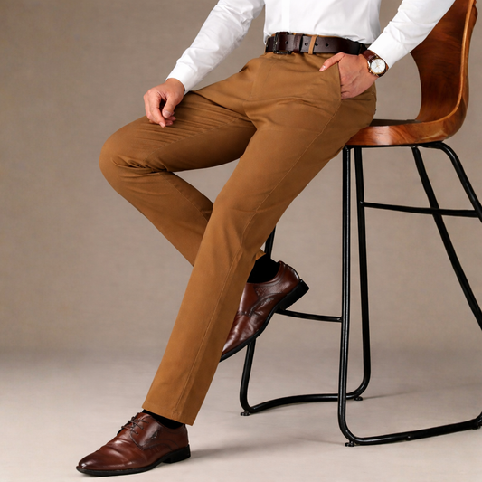 Dark Camel Cotton Chinos