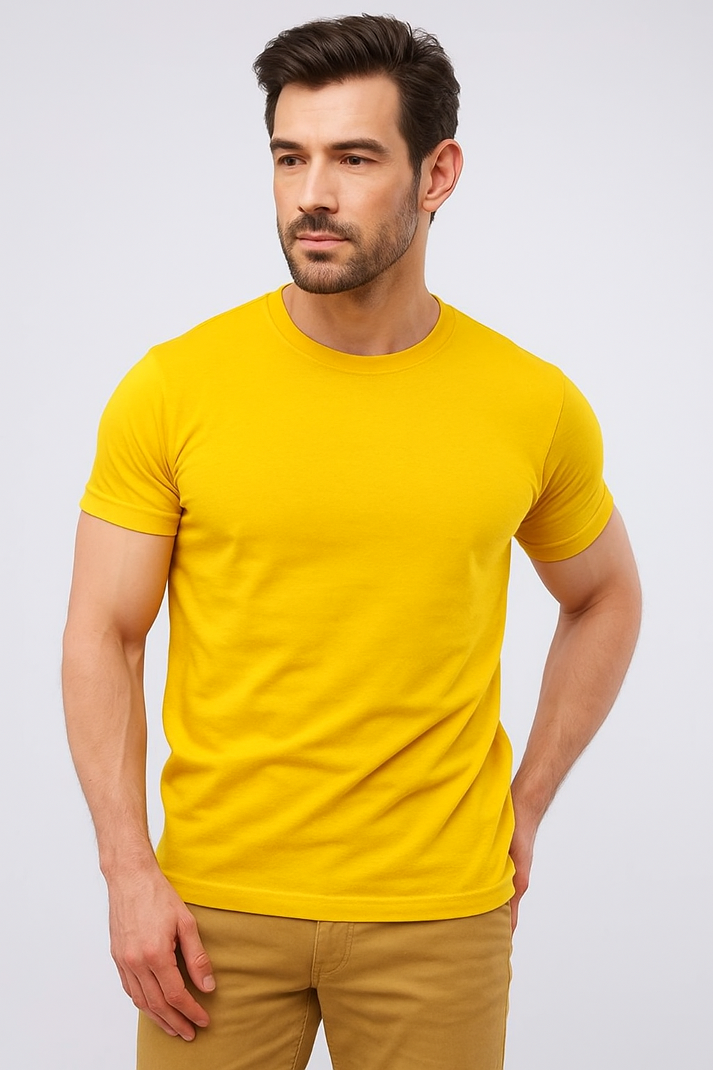 Essential Yellow Round neck T-Shirt – Ultra-Soft Cotton