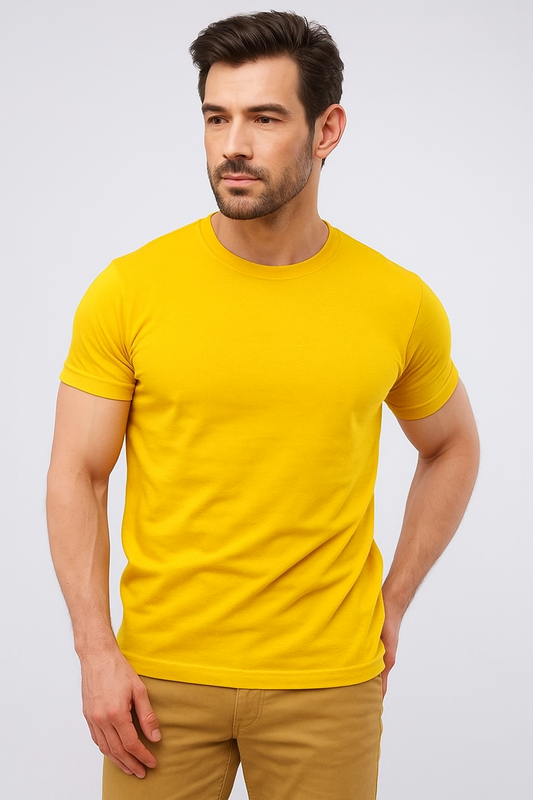 Essential Yellow Round neck T-Shirt – Ultra-Soft Cotton