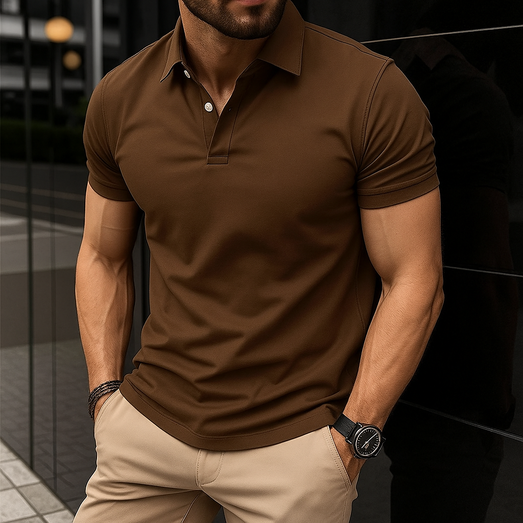 Luxury Men’s Polo in Brown– Tailored Fit, Breathable Cotton