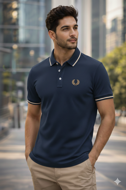 Luxury Men’s Polo in Blue– Tailored Fit, Breathable Cotton