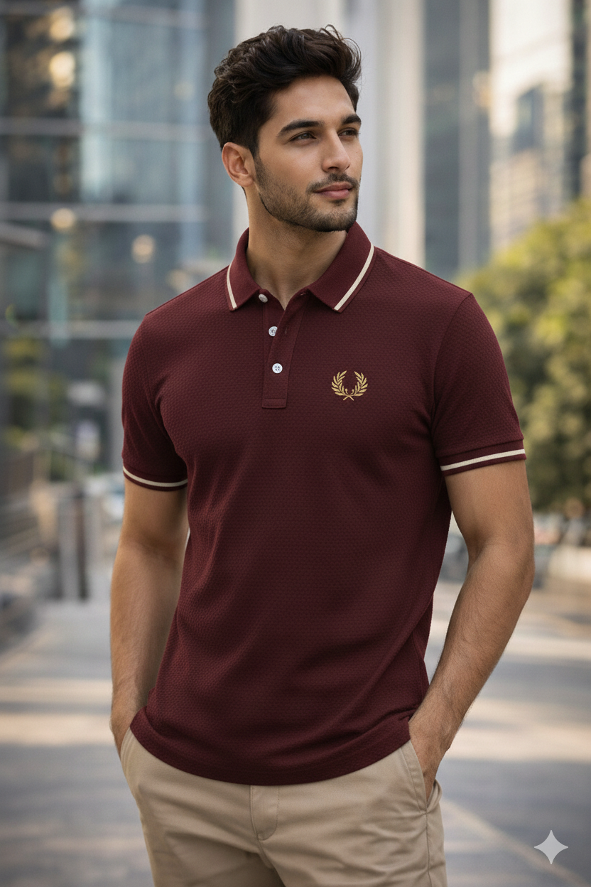Luxury Men’s Polo in Marron– Tailored Fit, Breathable Cotton