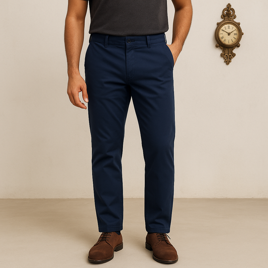 Navy Blue Cotton Chinos