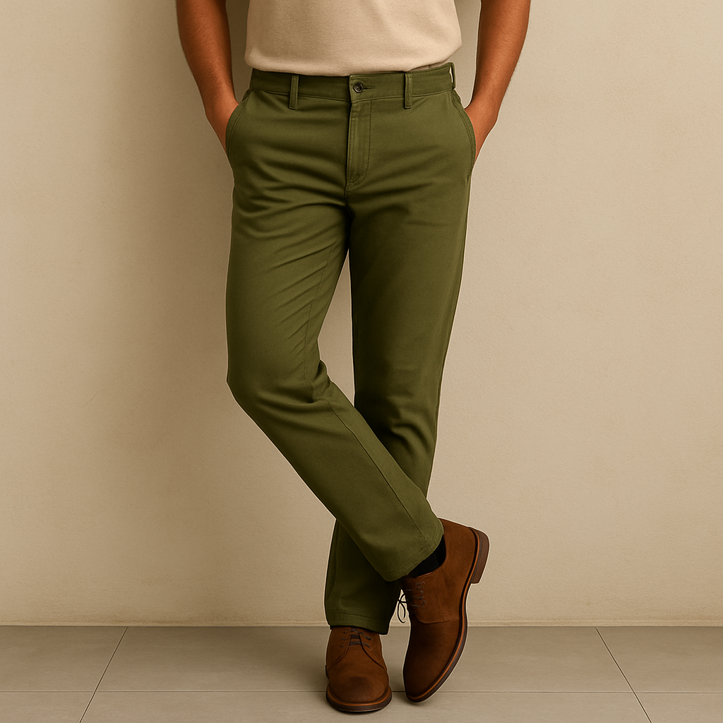 Green Cotton Chinos