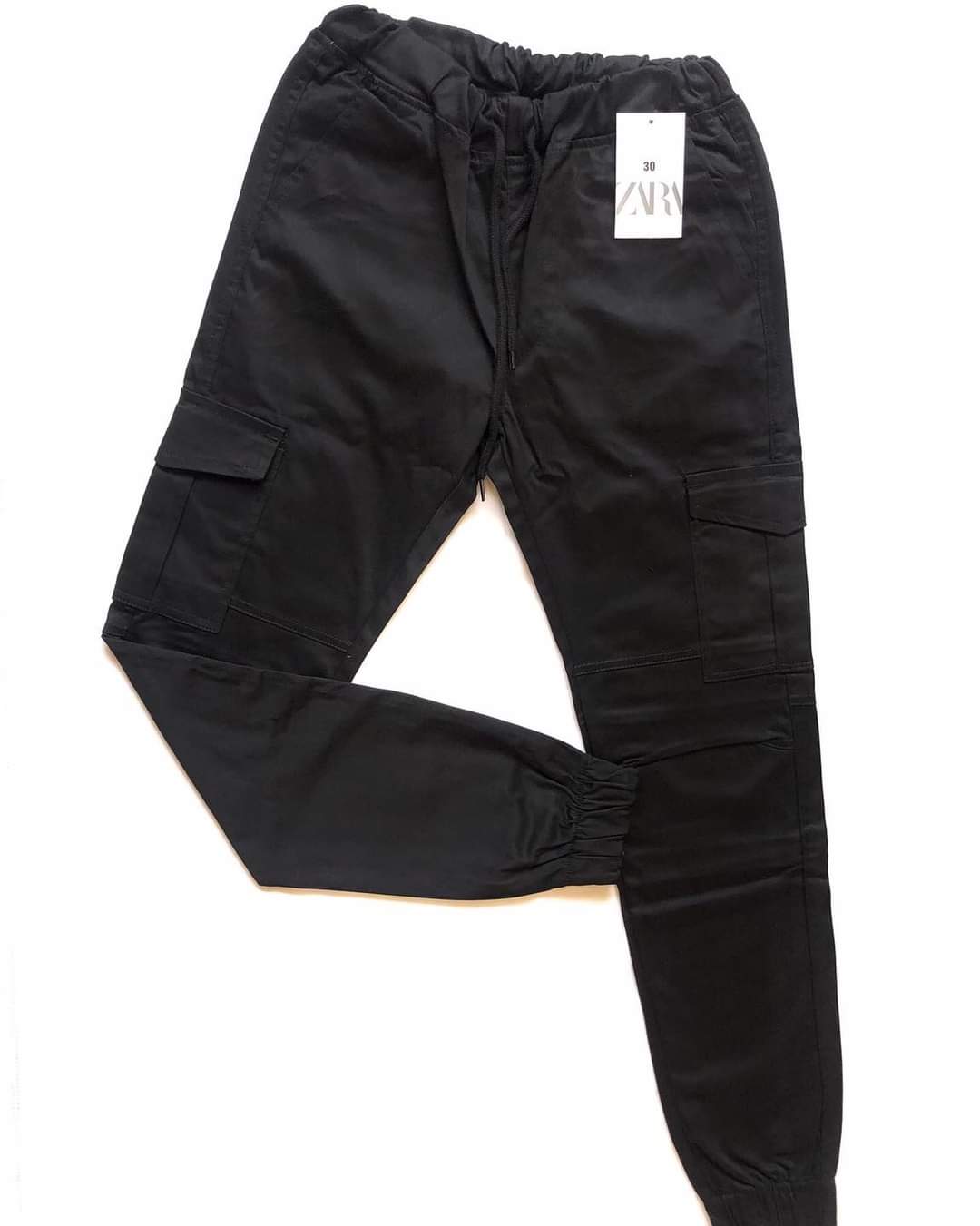 Black Men Cotton Cargo Trousers