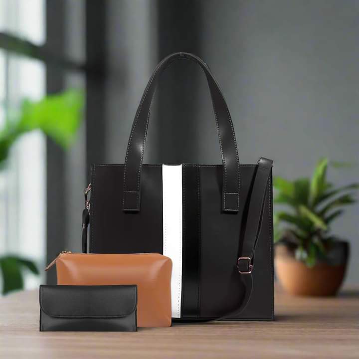 Striped Handbag for Girls | Pack of 3 Trendy, Chic, and Functional Bags