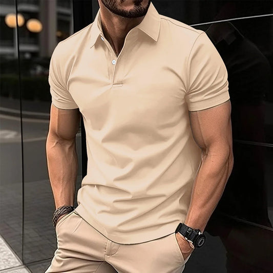 Luxury Men’s Polo in Light Brown– Tailored Fit, Breathable Cotton