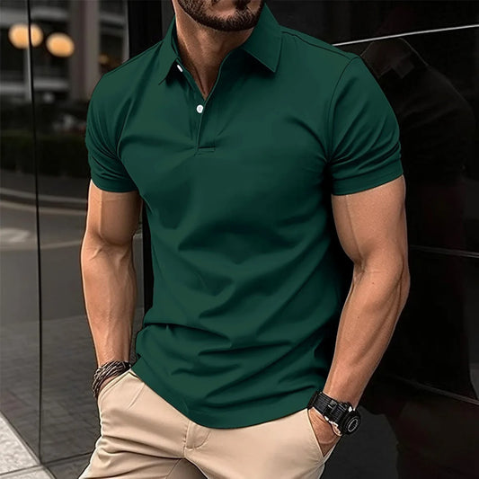 Luxury Men’s Polo in Bottle Green– Tailored Fit, Breathable Cotton
