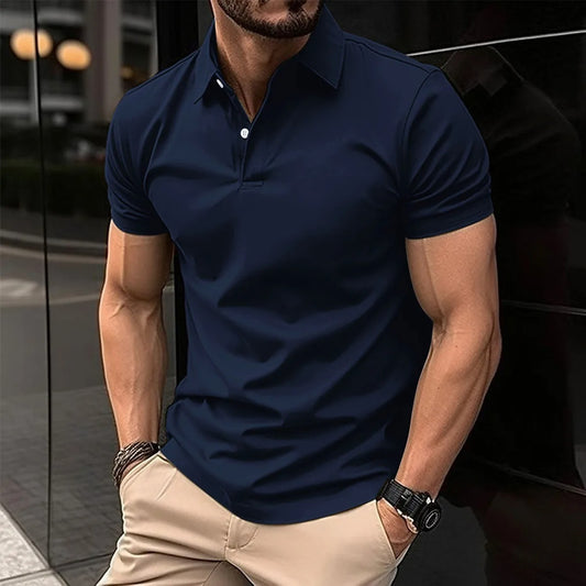 Luxury Men’s Polo in Navy– Tailored Fit, Breathable Cotton