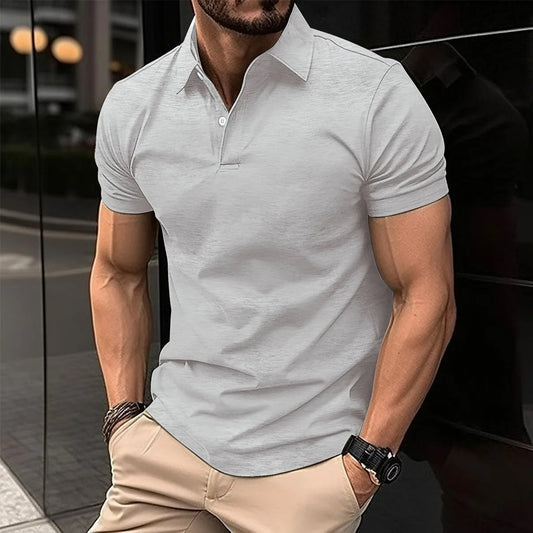 Luxury Men’s Polo in Grey– Tailored Fit, Breathable Cotton