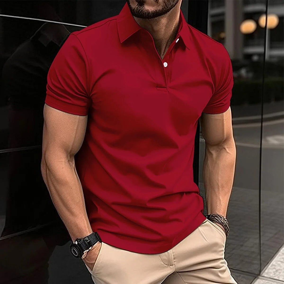 Luxury Men’s Polo in Maroon– Tailored Fit, Breathable Cotton