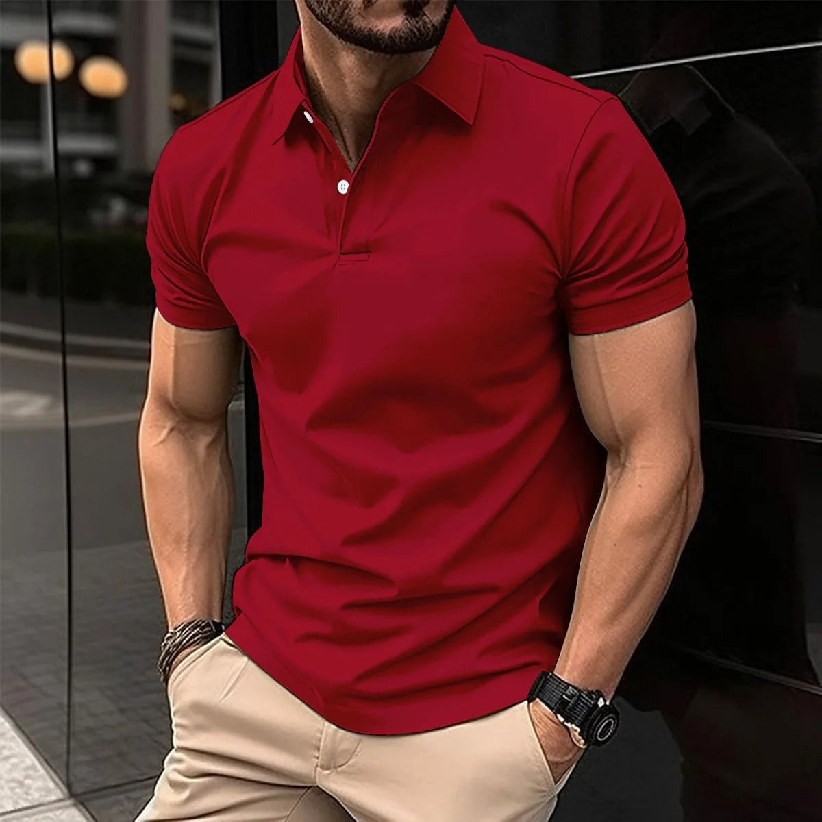 Luxury Men’s Polo in Maroon– Tailored Fit, Breathable Cotton