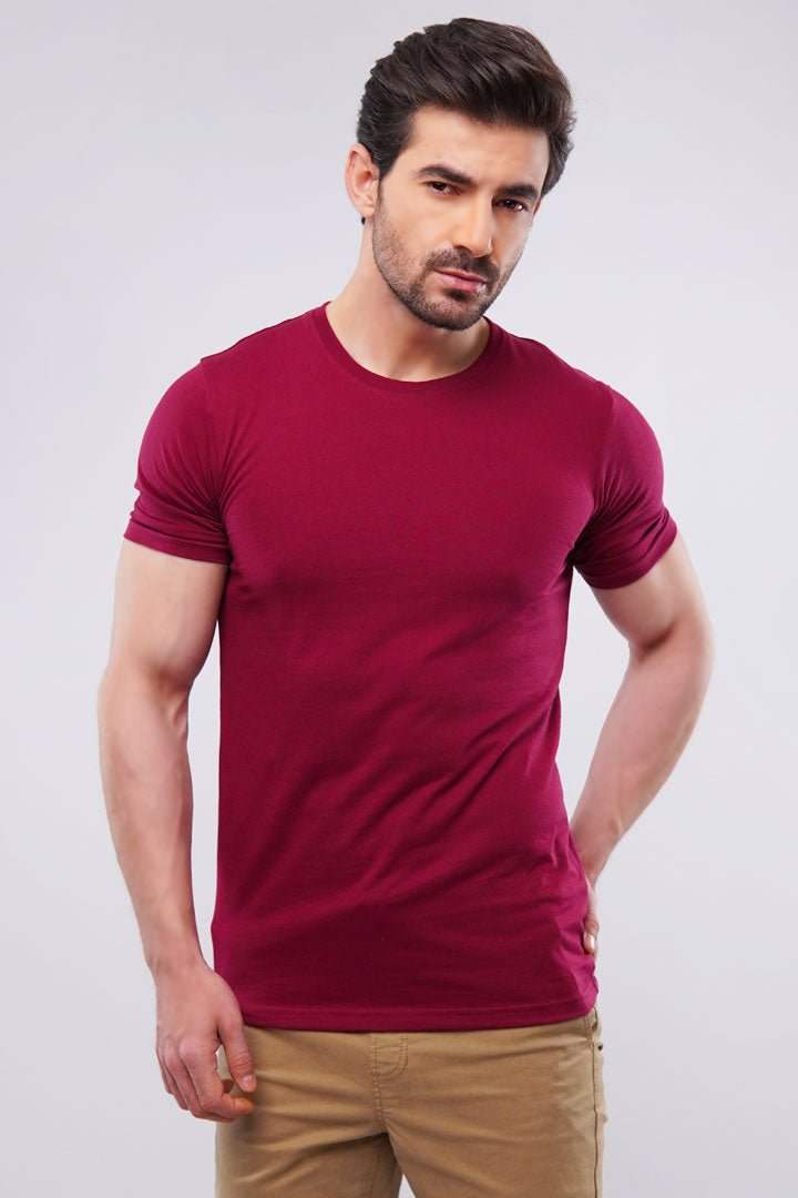 Essential Maroon Round neck T-Shirt – Ultra-Soft Cotton